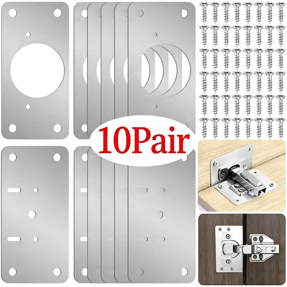 Cabinet Hinge Overlay - 10/1쌍 힌지 수리 플레이트 주방 캐비닛